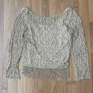 Crocheted gold going out top with beautiful beading